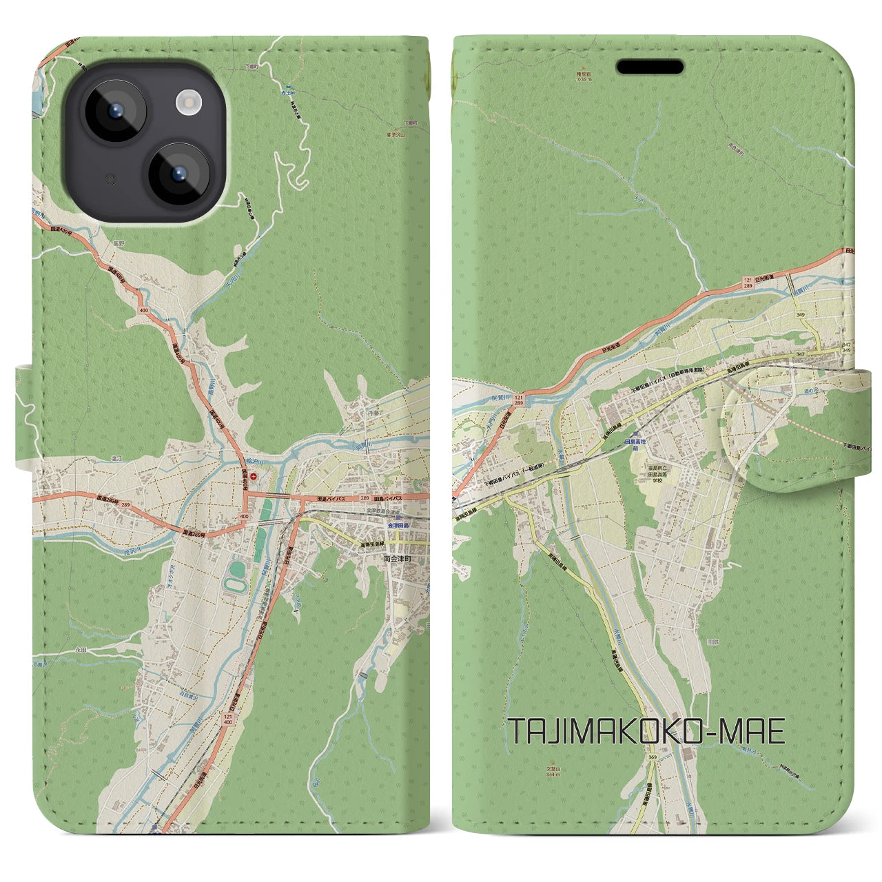 【田島高校前(福島県)】地図柄iPhoneケース(手帳タイプ)