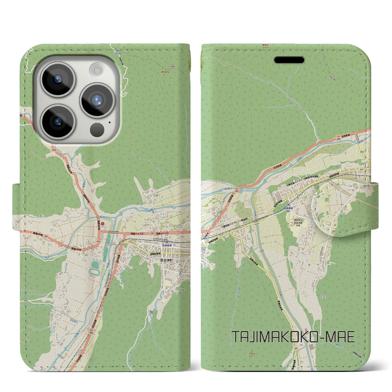 【田島高校前(福島県)】地図柄iPhoneケース(手帳タイプ)