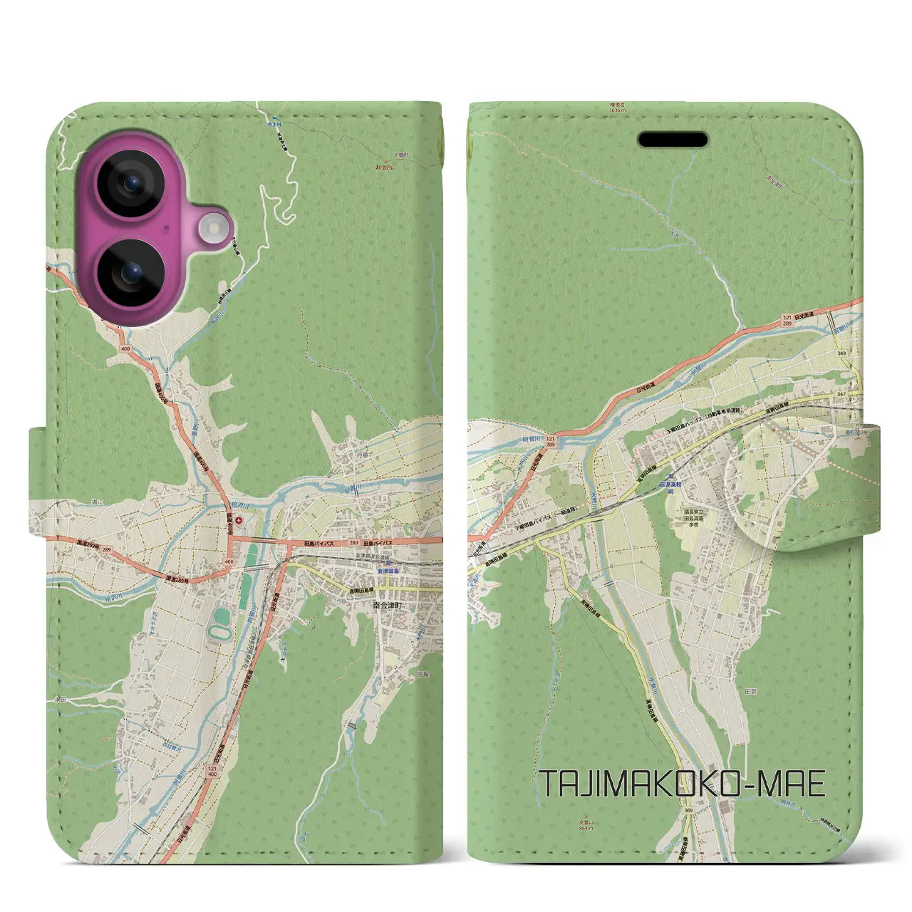 【田島高校前(福島県)】地図柄iPhoneケース(手帳タイプ)