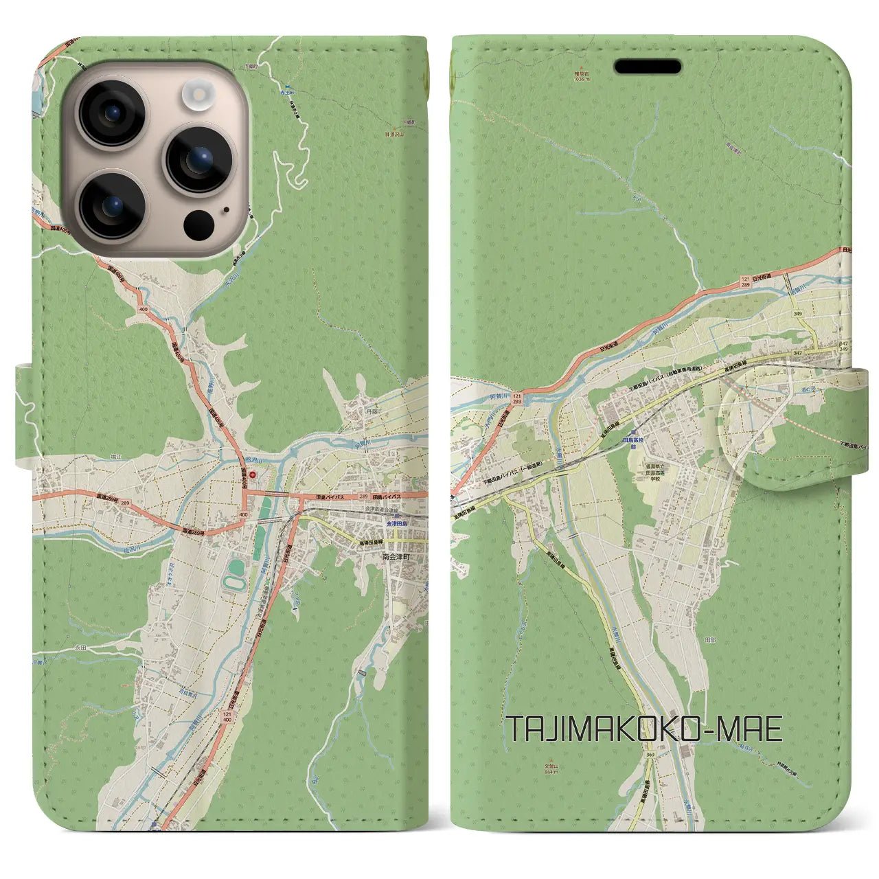 【田島高校前(福島県)】地図柄iPhoneケース(手帳タイプ)