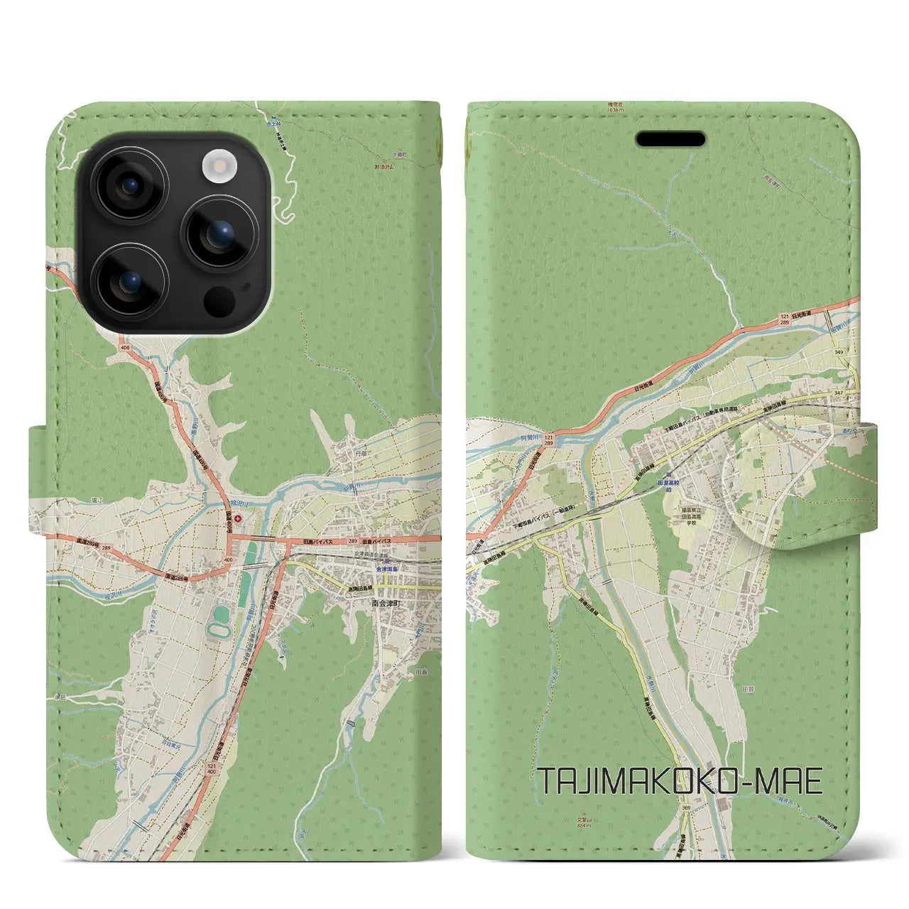 【田島高校前(福島県)】地図柄iPhoneケース(手帳タイプ)