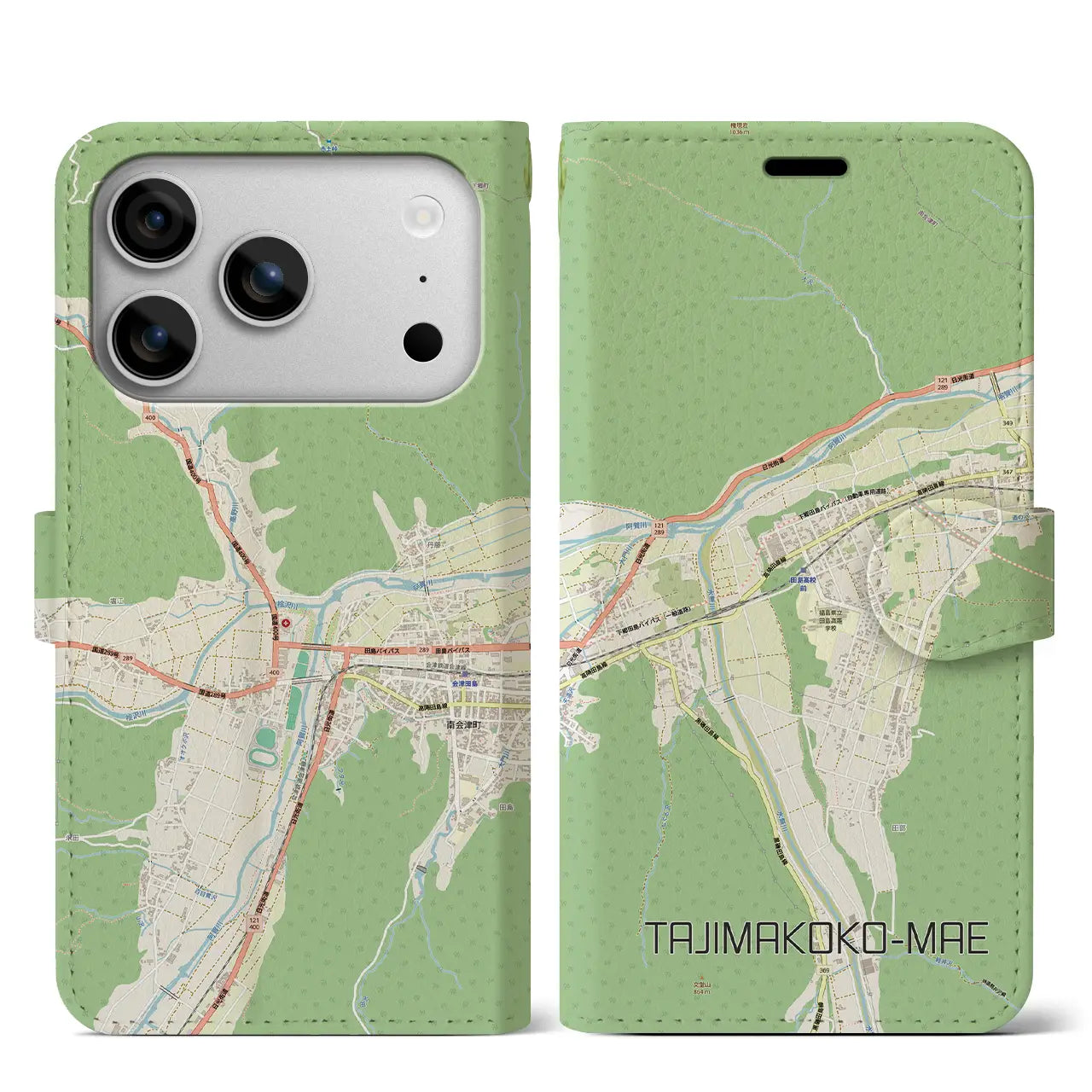 【田島高校前(福島県)】地図柄iPhoneケース(手帳タイプ)