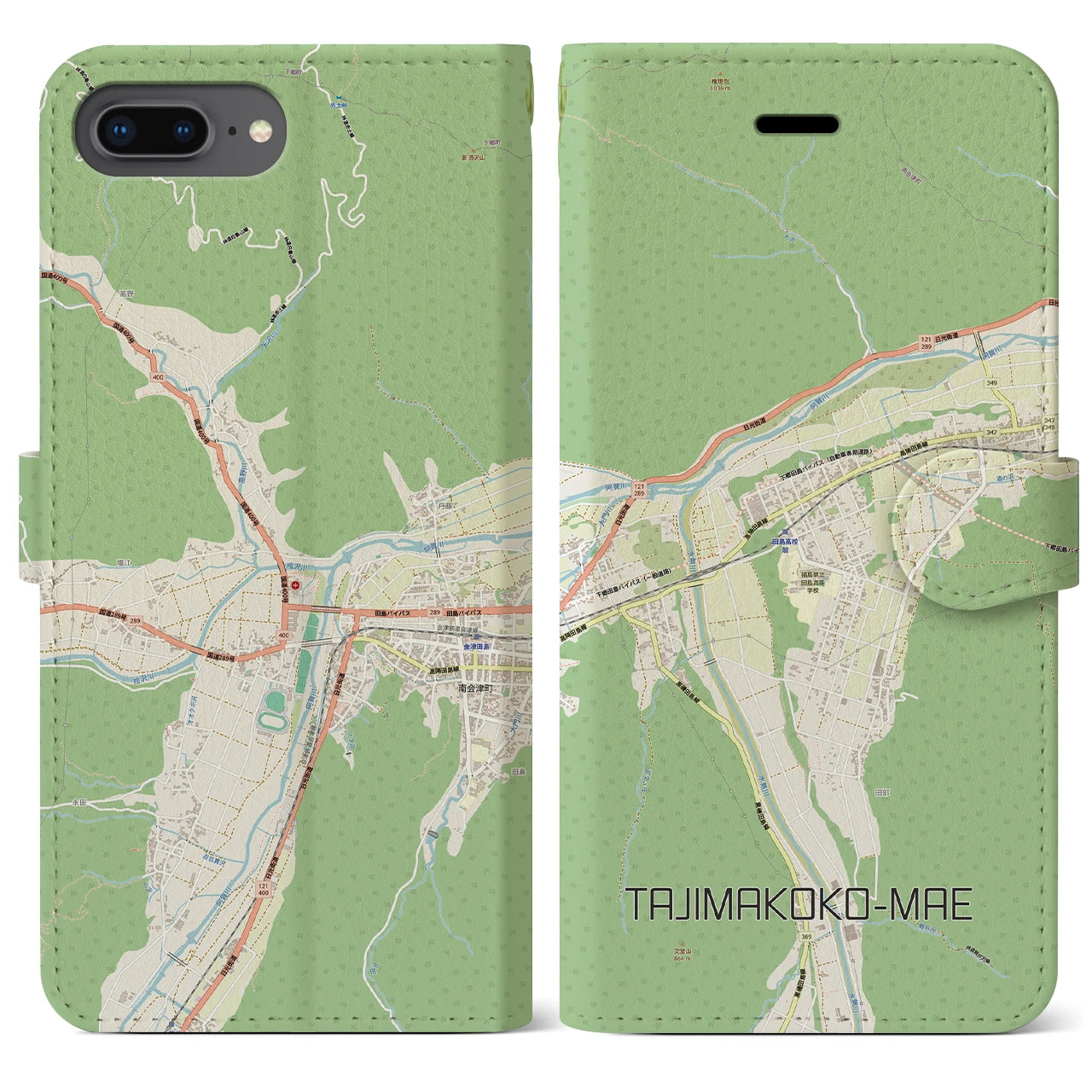 【田島高校前(福島県)】地図柄iPhoneケース(手帳タイプ)