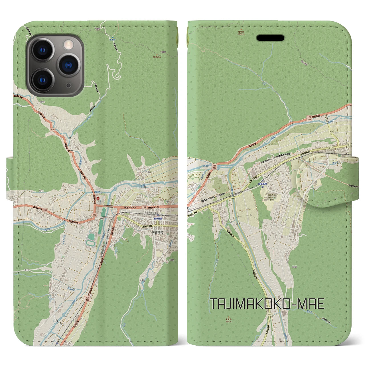 【田島高校前(福島県)】地図柄iPhoneケース(手帳タイプ)