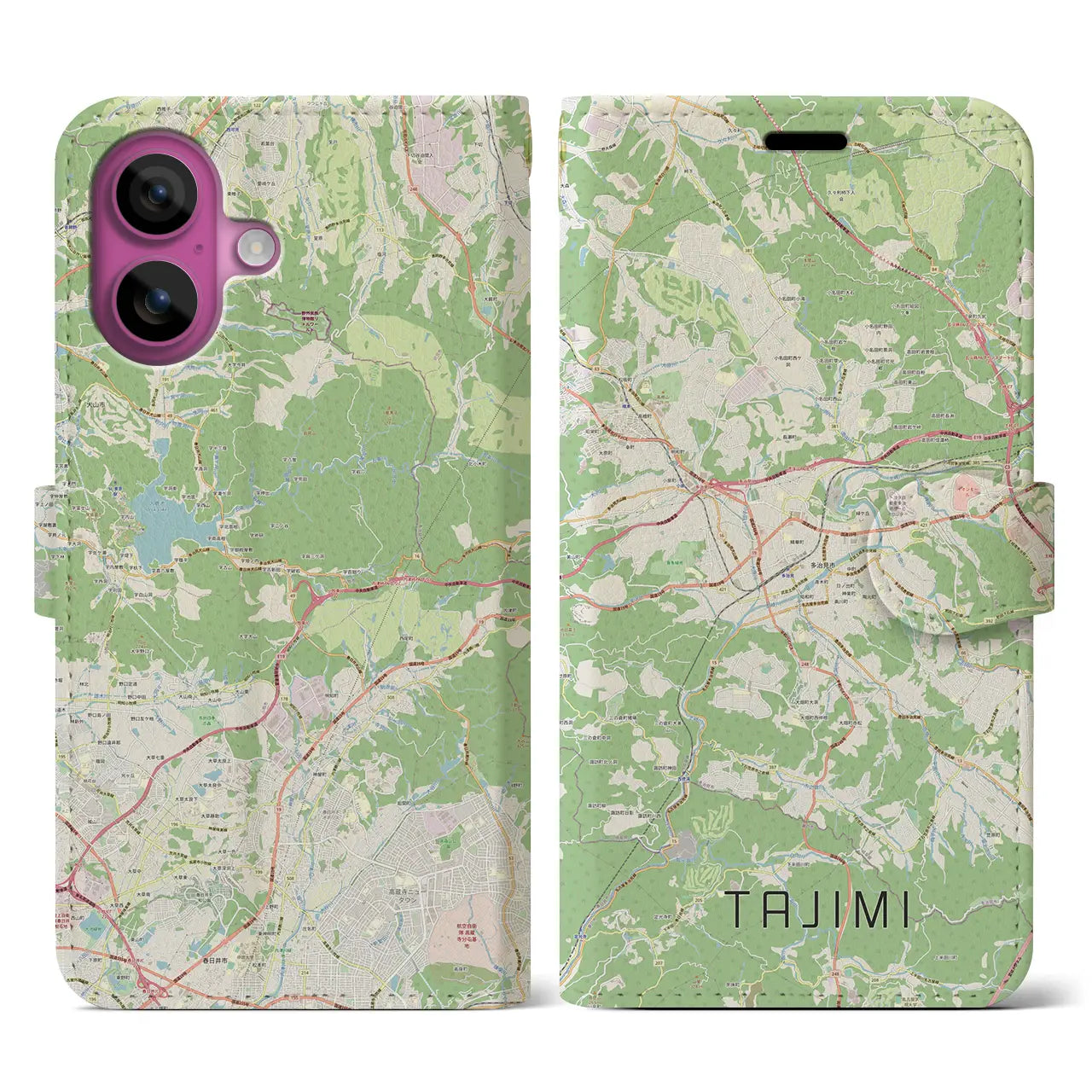 【多治見(岐阜県)】地図柄iPhoneケース(手帳タイプ)ナチュラル・iPhone 16 Pro 用