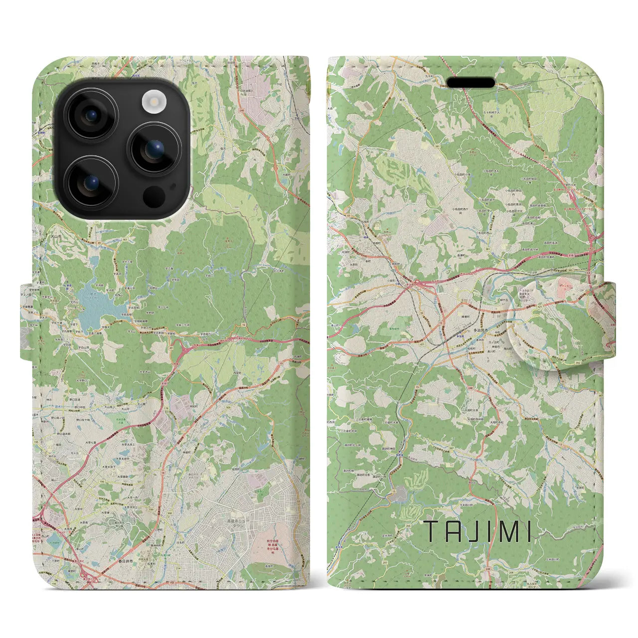 【多治見(岐阜県)】地図柄iPhoneケース(手帳タイプ)ナチュラル・iPhone 16 用