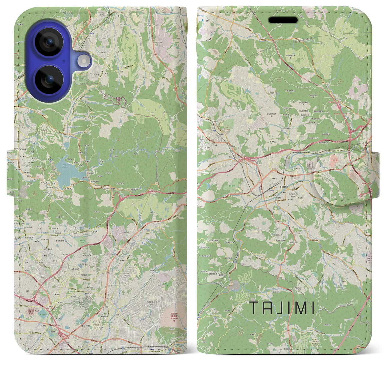 【多治見(岐阜県)】地図柄iPhoneケース(手帳タイプ)ナチュラル・iPhone 16 Pro Max 用