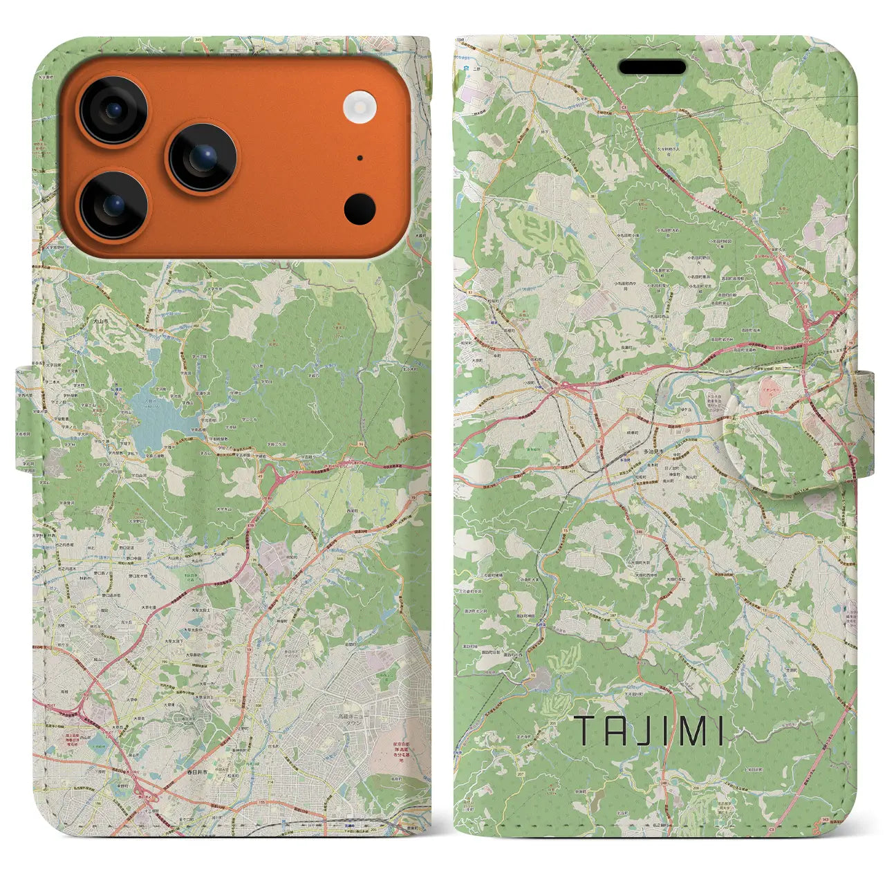 【多治見(岐阜県)】地図柄iPhoneケース(手帳タイプ)ナチュラル・iPhone 17 Pro Max 用