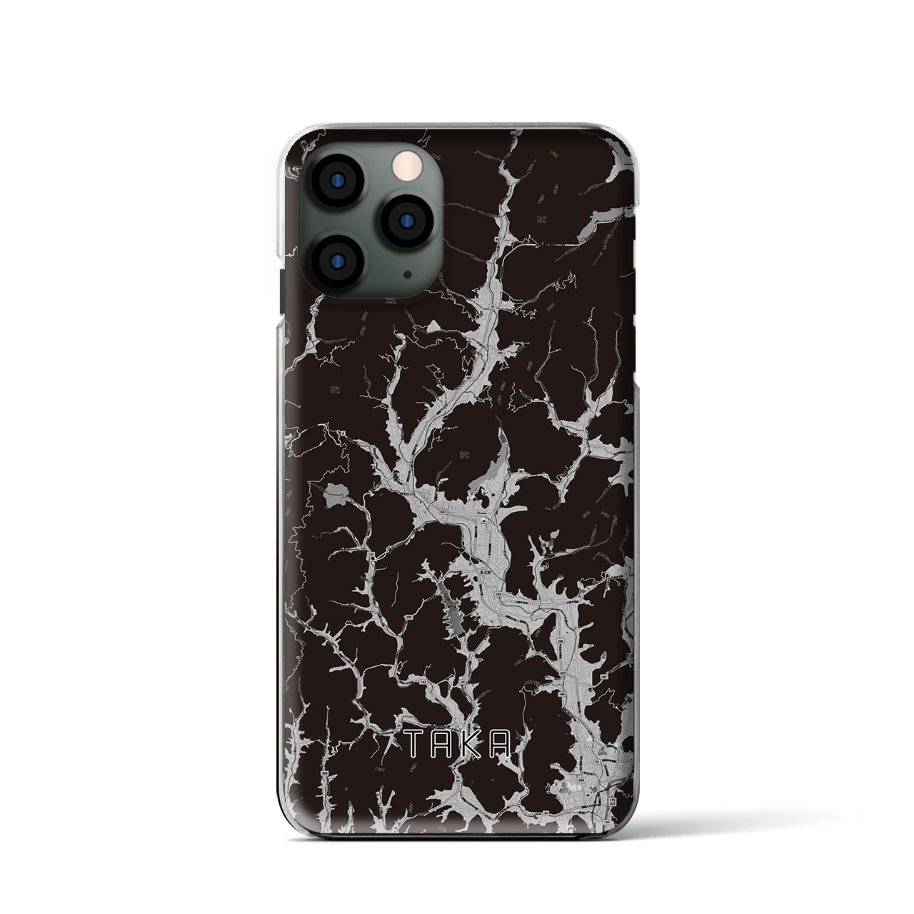 【多可(兵庫県)】地図柄iPhoneケース(クリアタイプ)モノトーン・iPhone 11 Pro 用