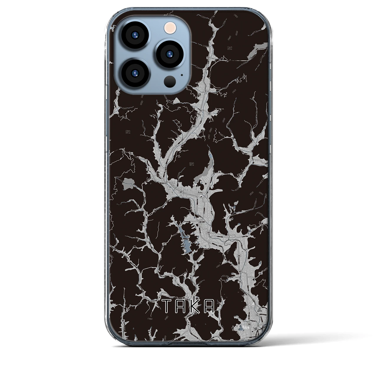 【多可(兵庫県)】地図柄iPhoneケース(クリアタイプ)モノトーン・iPhone 13 Pro Max 用