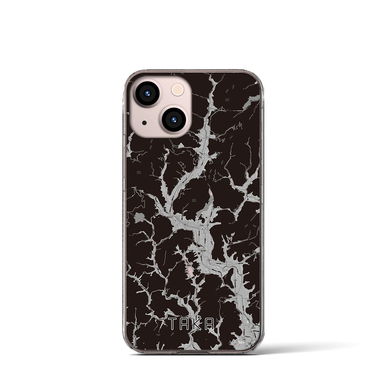 【多可(兵庫県)】地図柄iPhoneケース(クリアタイプ)モノトーン・iPhone 13 mini 用