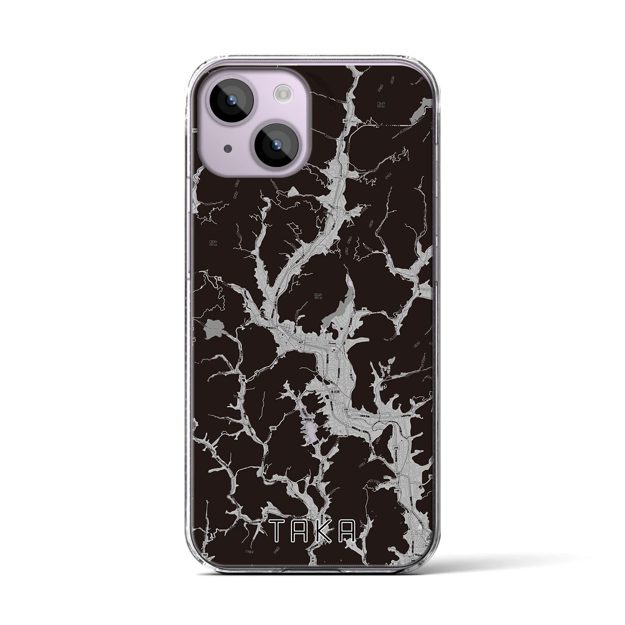【多可(兵庫県)】地図柄iPhoneケース(クリアタイプ)モノトーン・iPhone 14 用