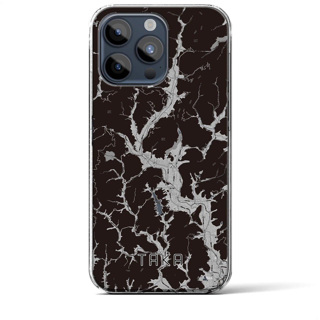 【多可(兵庫県)】地図柄iPhoneケース(クリアタイプ)モノトーン・iPhone 15 Pro Max 用