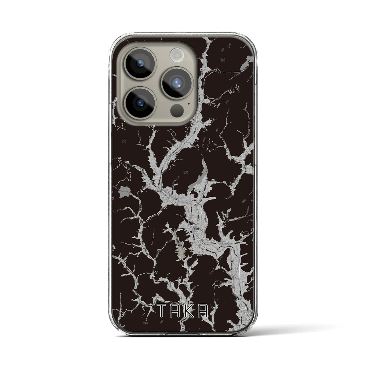 【多可(兵庫県)】地図柄iPhoneケース(クリアタイプ)モノトーン・iPhone 15 Pro 用
