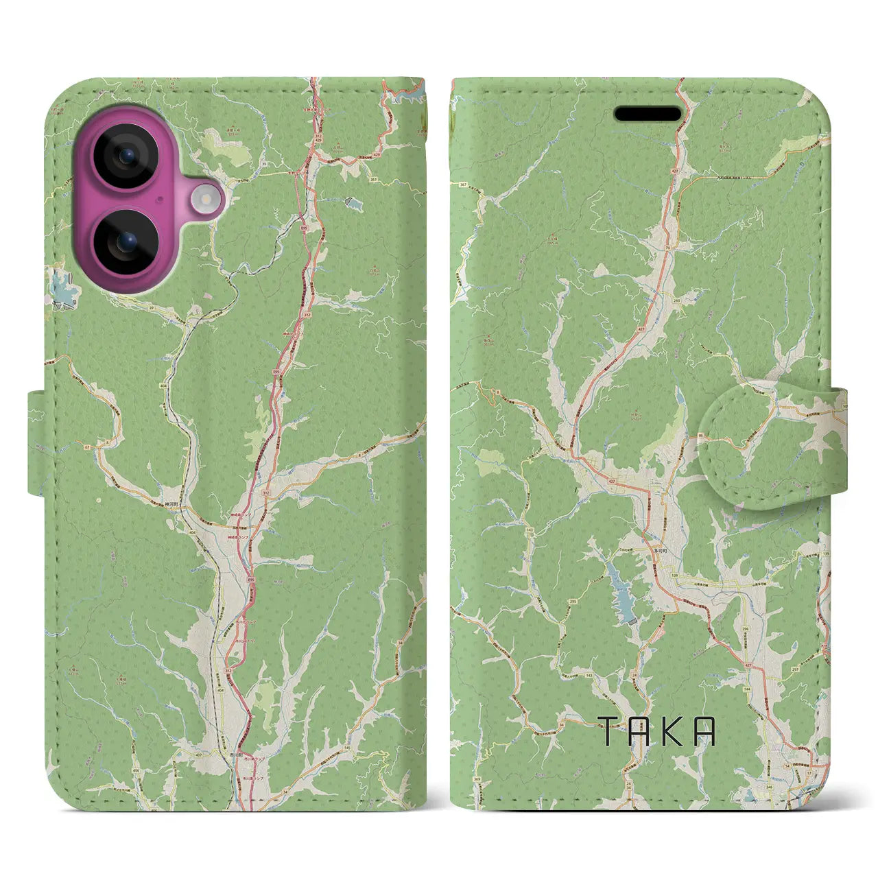 【多可(兵庫県)】地図柄iPhoneケース(手帳タイプ)ナチュラル・iPhone 16 Pro 用