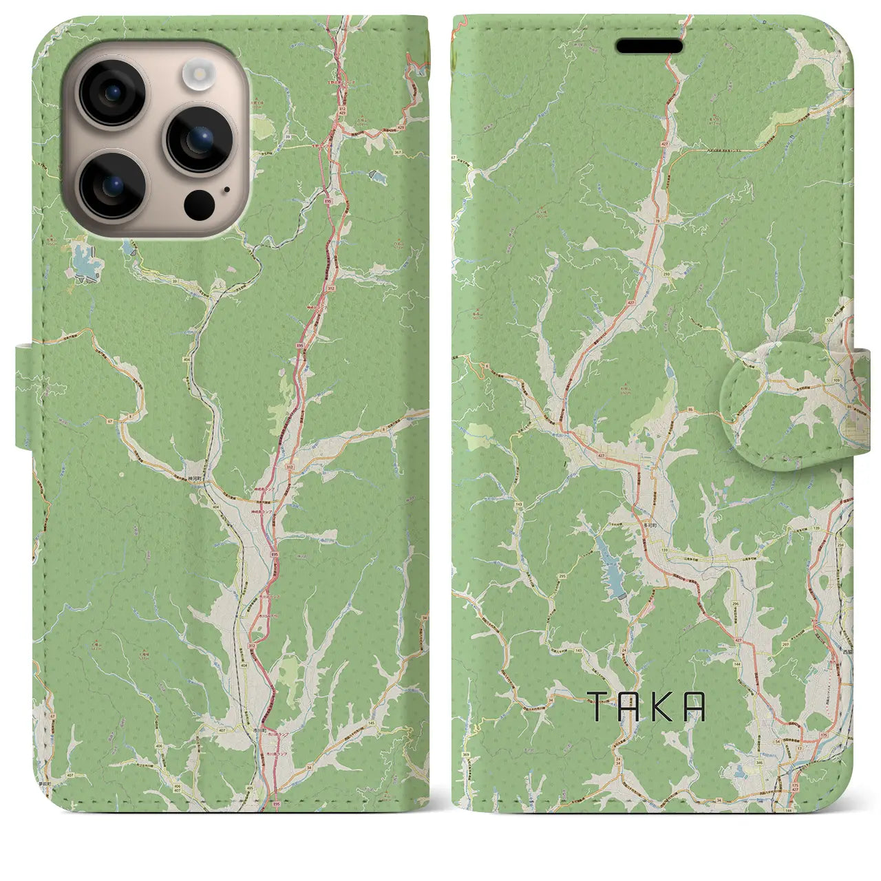【多可(兵庫県)】地図柄iPhoneケース(手帳タイプ)ナチュラル・iPhone 16 Plus 用