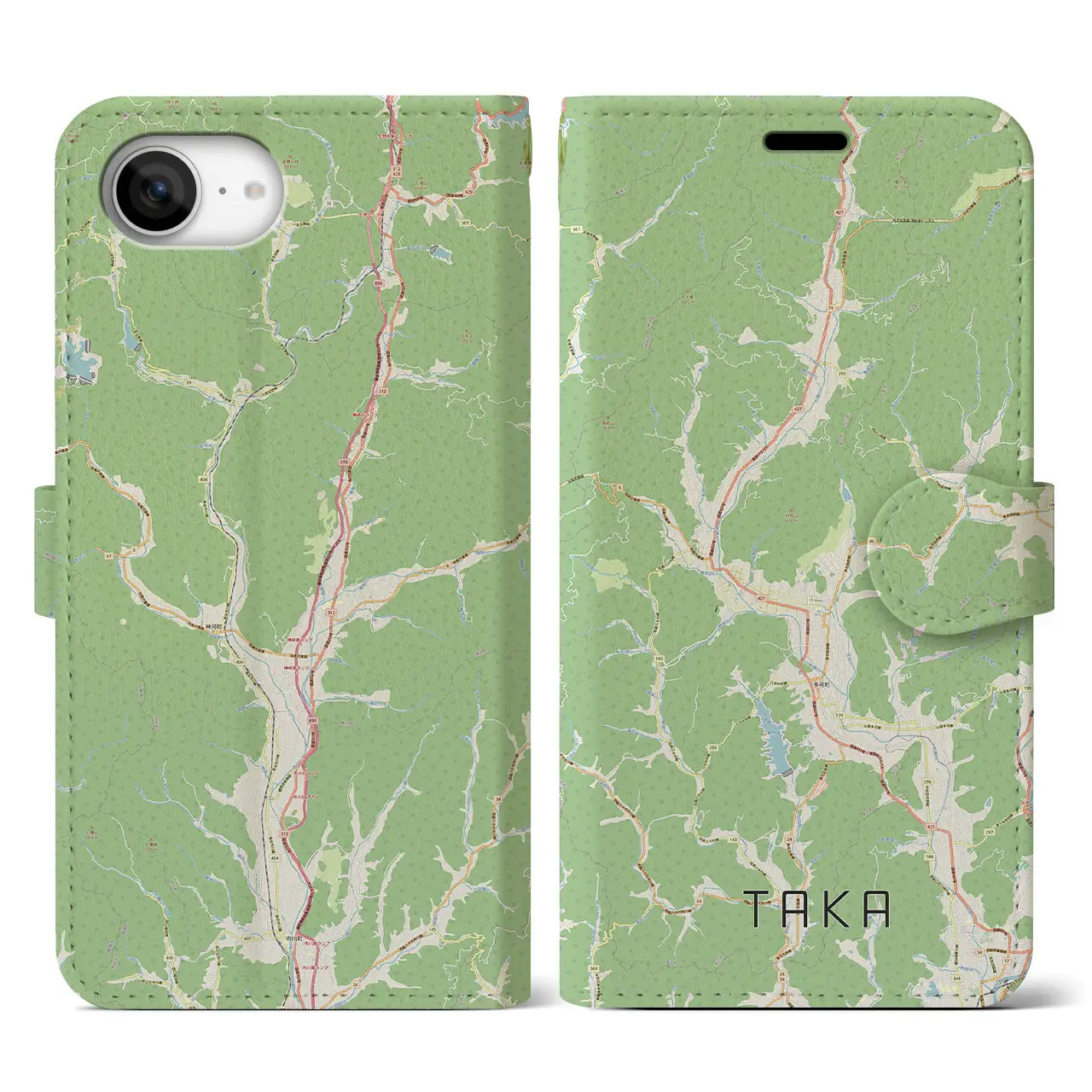 【多可(兵庫県)】地図柄iPhoneケース(手帳タイプ)