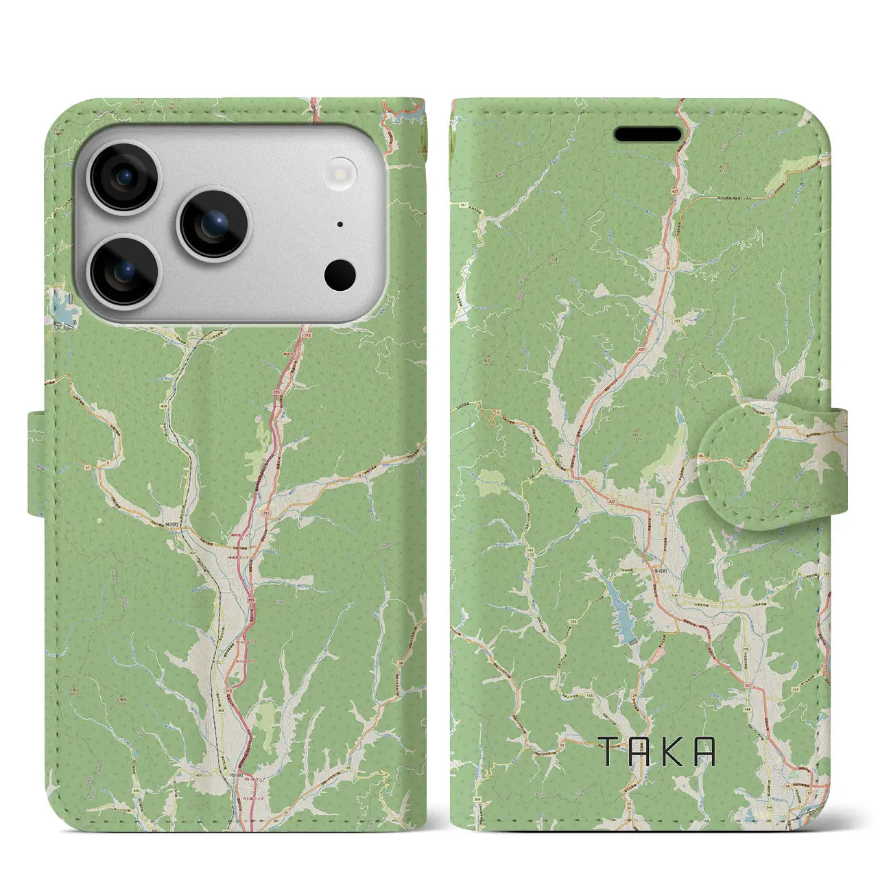 【多可(兵庫県)】地図柄iPhoneケース(手帳タイプ)モノトーン・iPhone 17 Pro Max 用