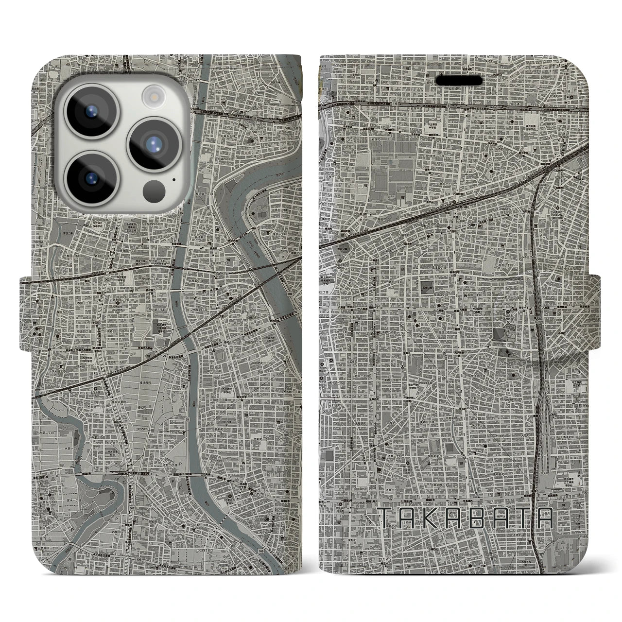 【高畑(愛知県)】地図柄iPhoneケース(手帳タイプ)