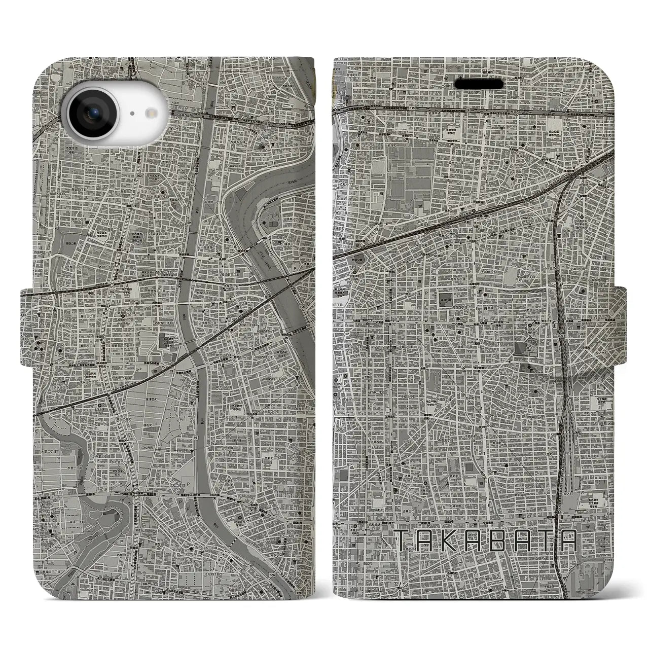 【高畑(愛知県)】地図柄iPhoneケース(手帳タイプ)