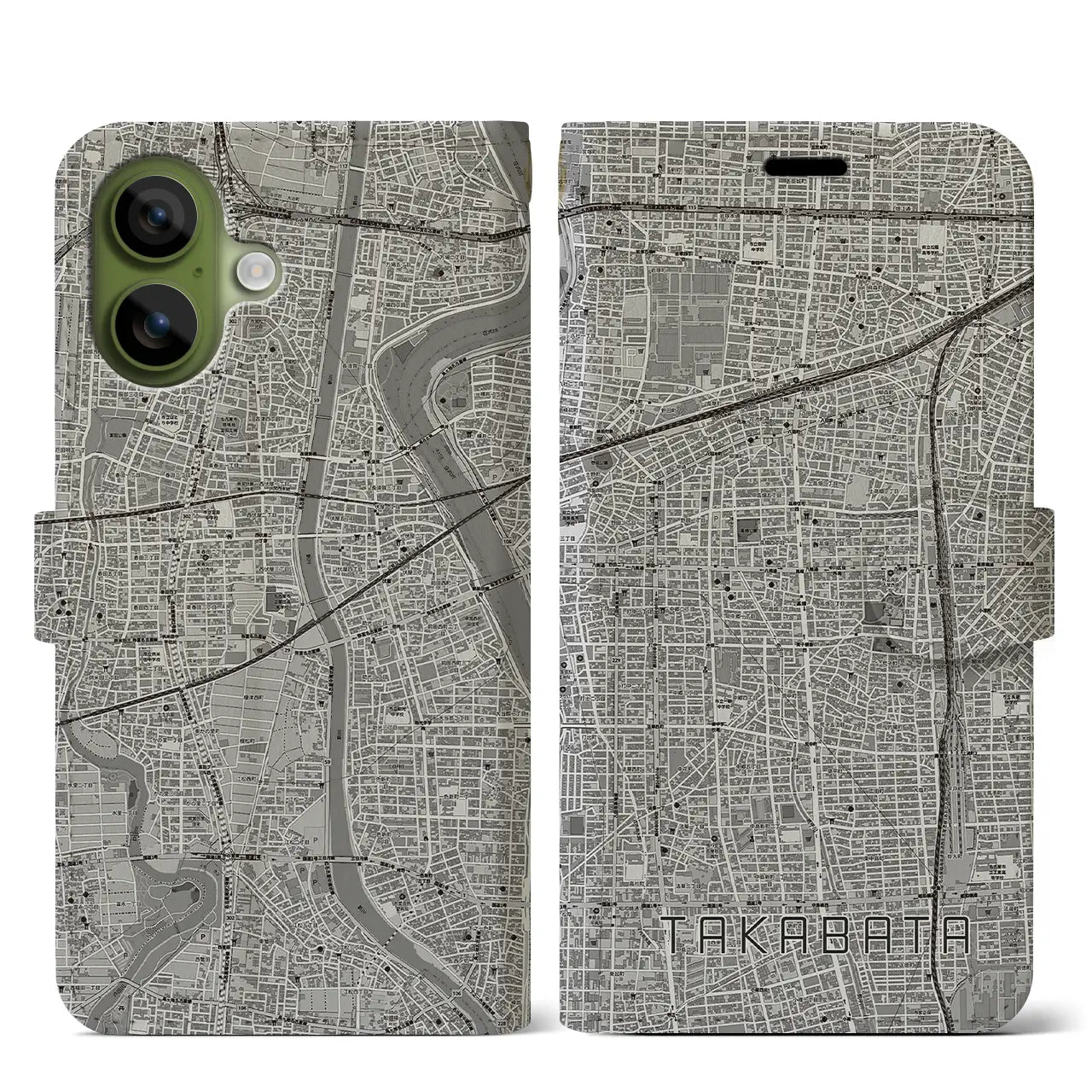 【高畑(愛知県)】地図柄iPhoneケース(手帳タイプ)