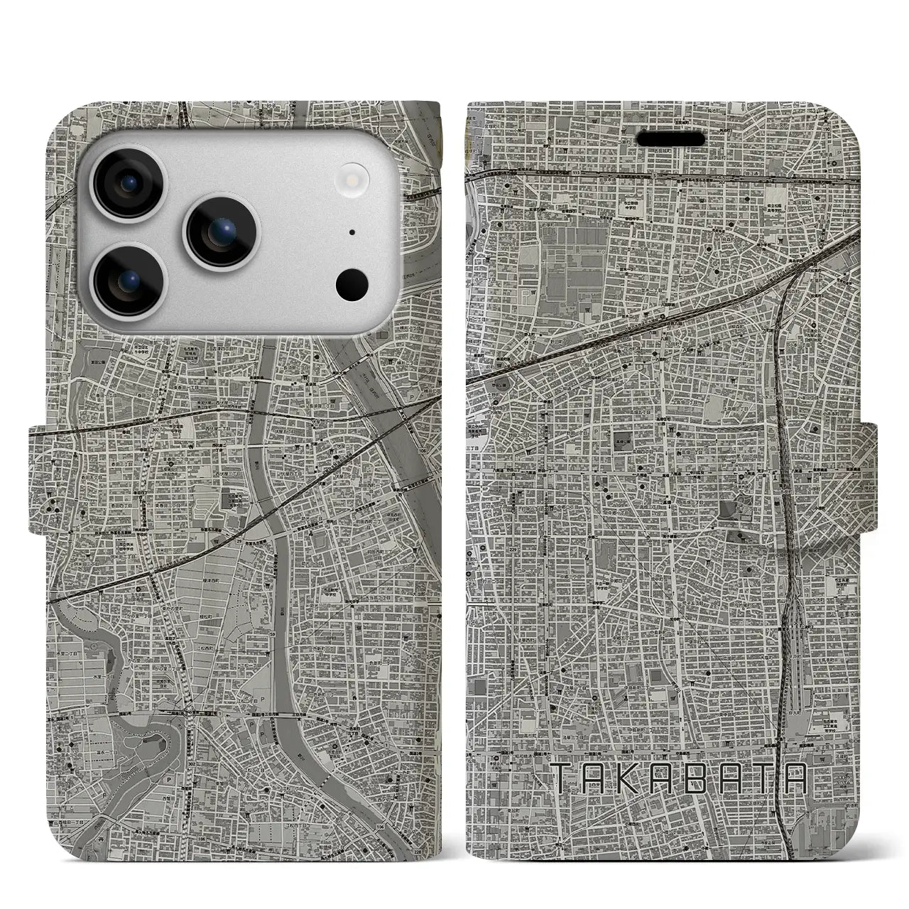 【高畑(愛知県)】地図柄iPhoneケース(手帳タイプ)