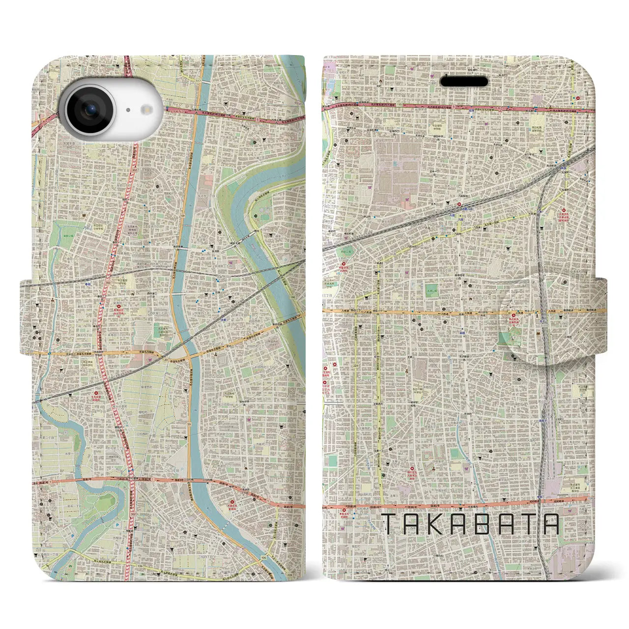 【高畑(愛知県)】地図柄iPhoneケース(手帳タイプ)