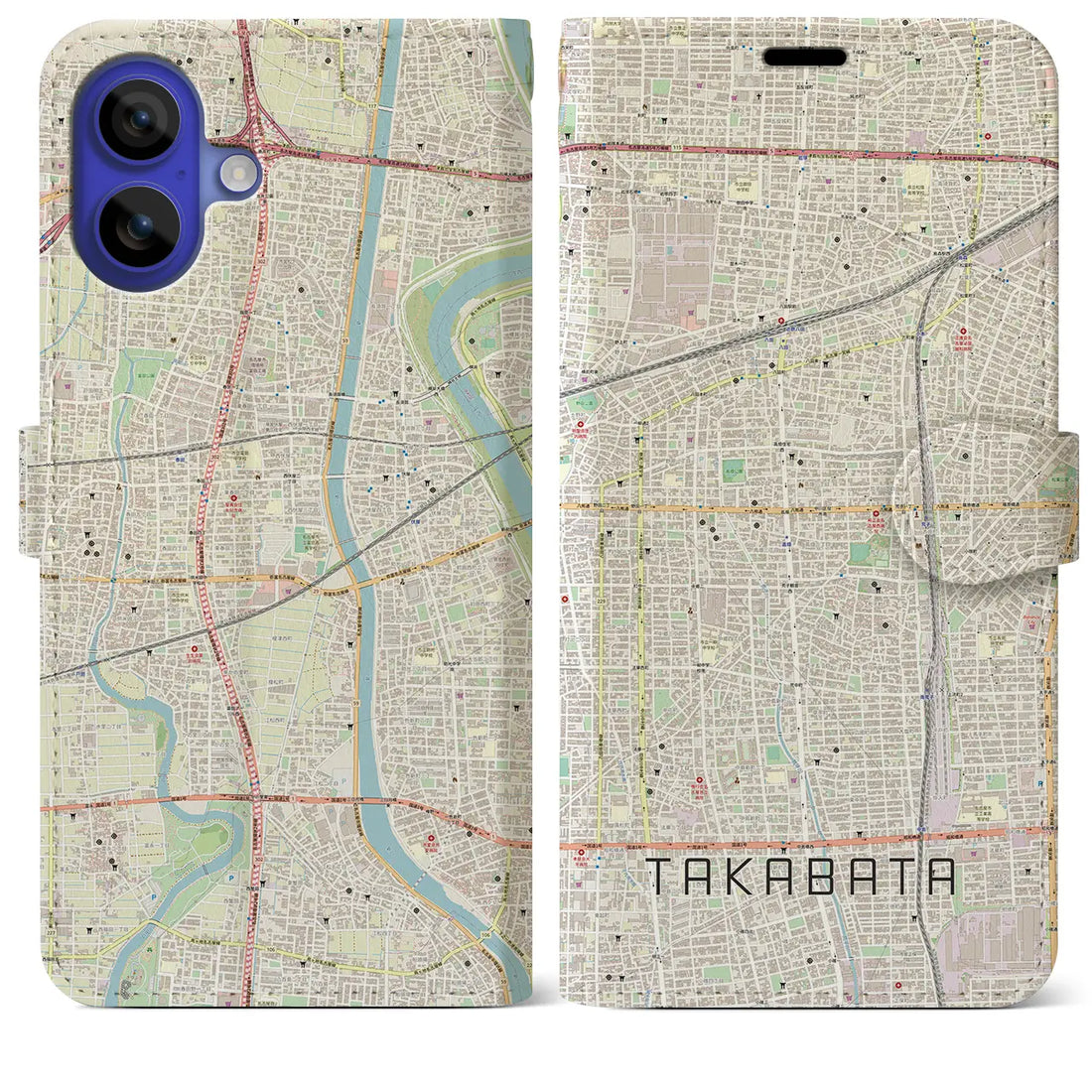 【高畑(愛知県)】地図柄iPhoneケース(手帳タイプ)ナチュラル・iPhone 16 Pro Max 用