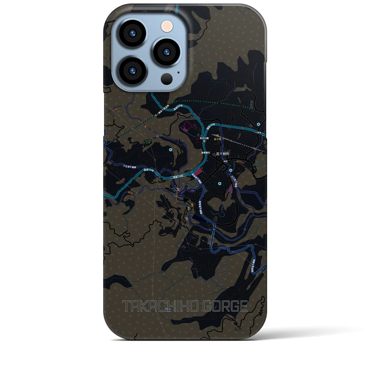 【高千穂峡(宮崎県)】地図柄iPhoneケース(バックカバータイプ)