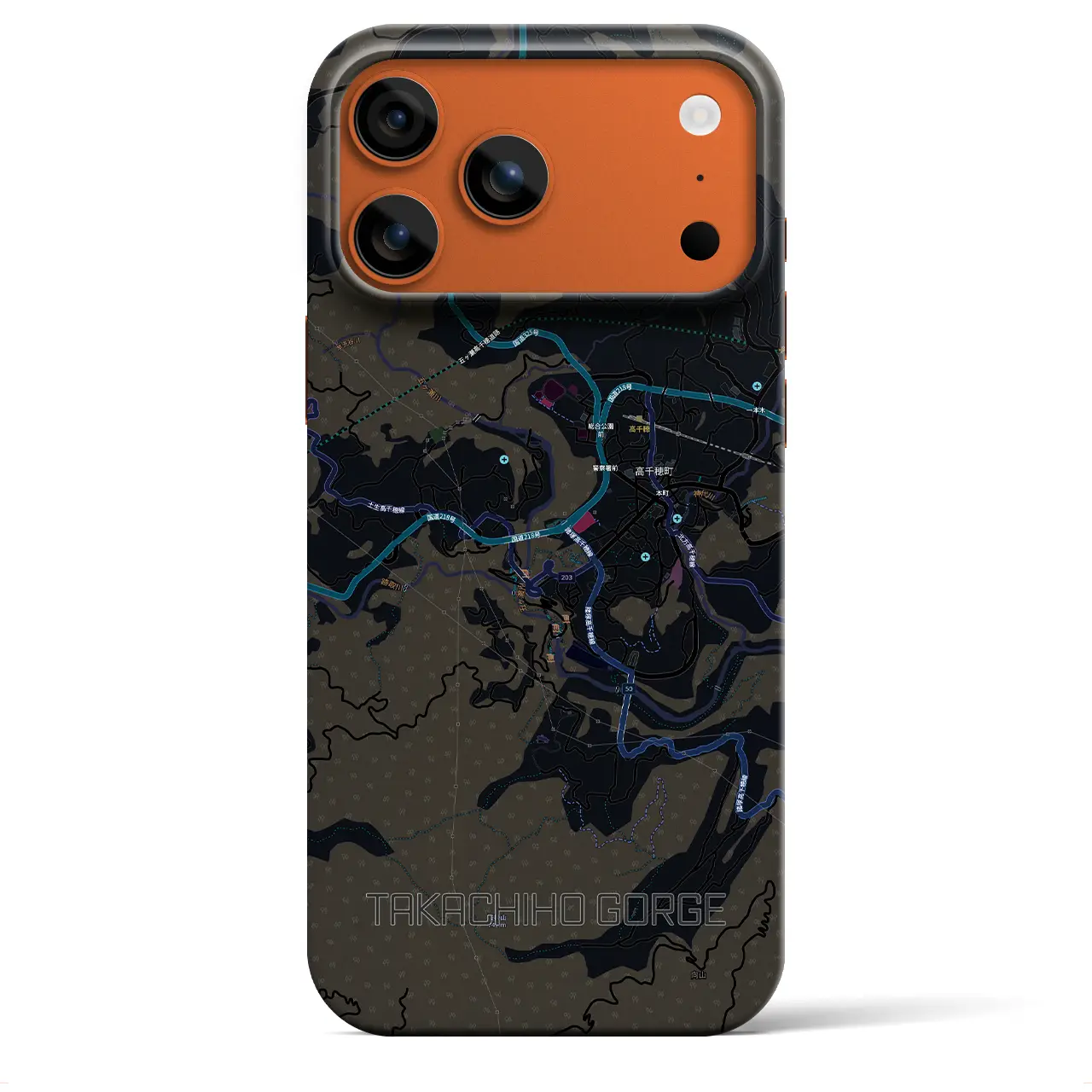 【高千穂峡(宮崎県)】地図柄iPhoneケース(バックカバータイプ)