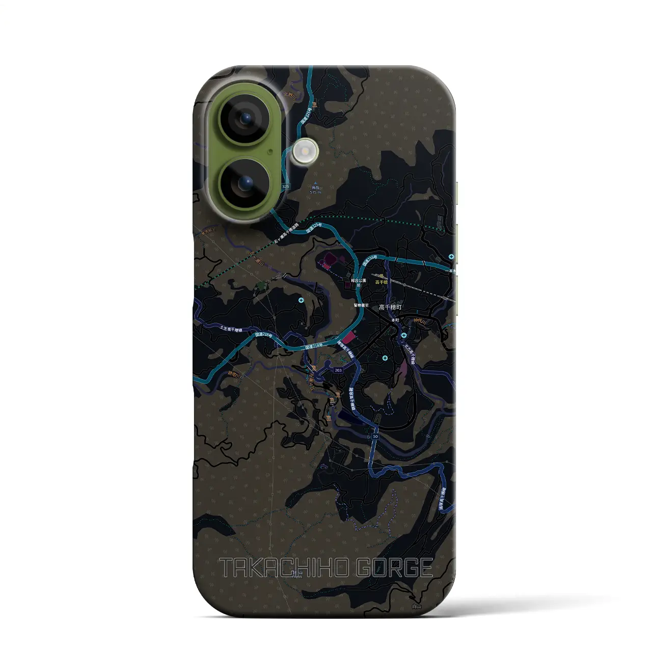 【高千穂峡(宮崎県)】地図柄iPhoneケース(バックカバータイプ)