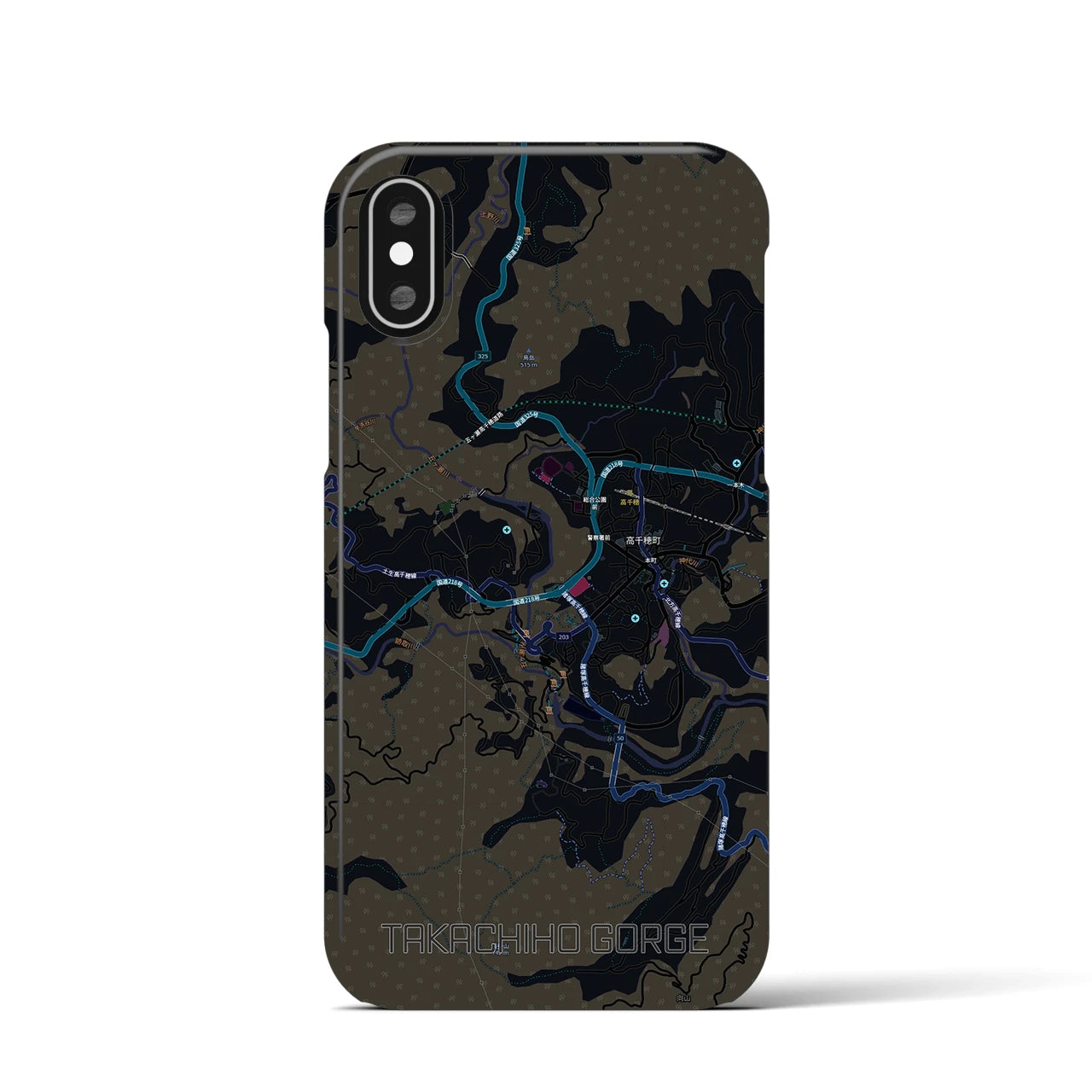 【高千穂峡(宮崎県)】地図柄iPhoneケース(バックカバータイプ)