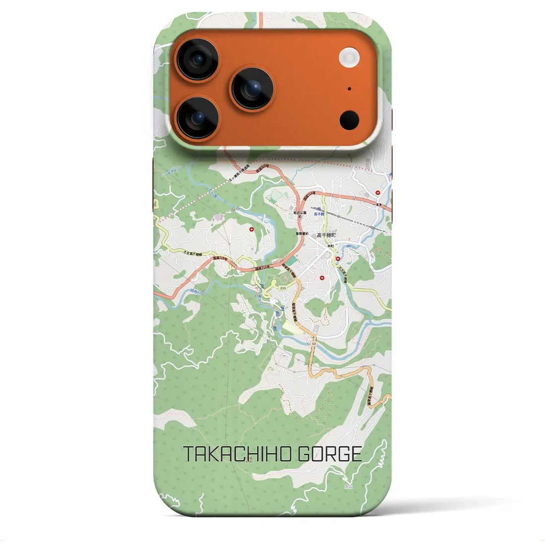 【高千穂峡(宮崎県)】地図柄iPhoneケース(バックカバータイプ)ブラック・iPhone 17 Pro Max 用