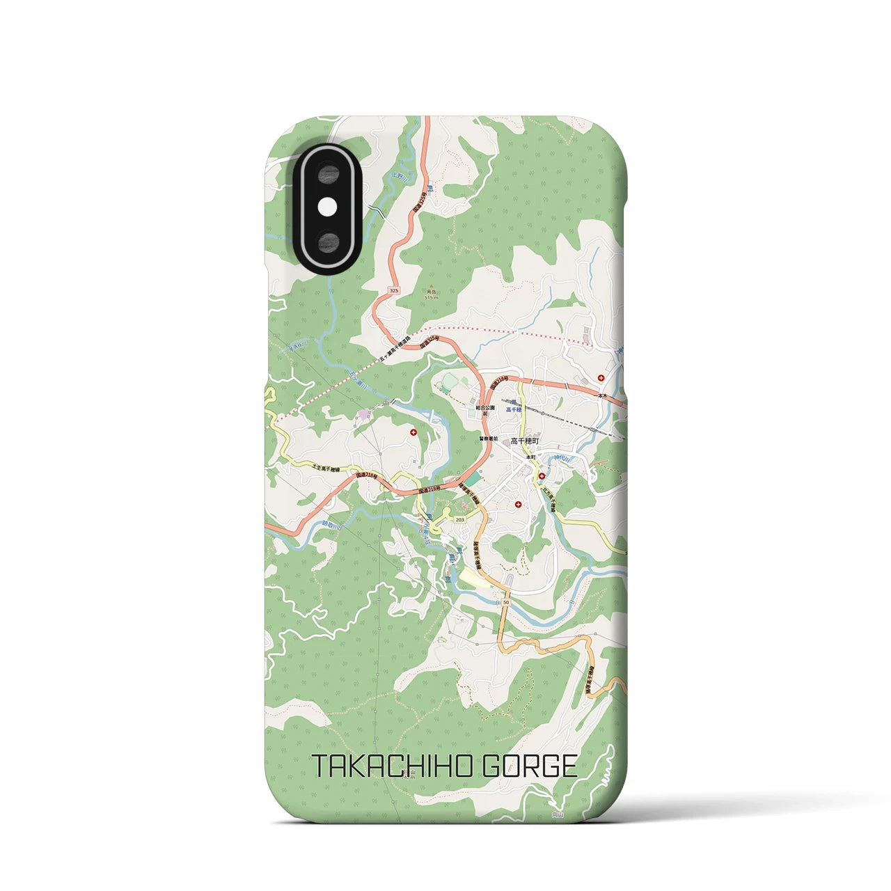 【高千穂峡(宮崎県)】地図柄iPhoneケース(バックカバータイプ)