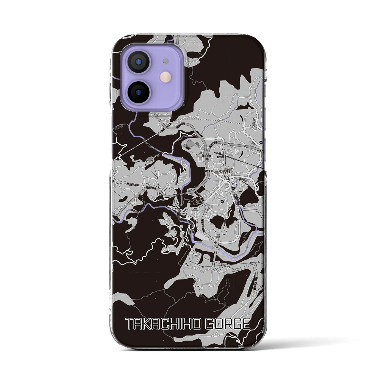 【高千穂峡(宮崎県)】地図柄iPhoneケース(クリアタイプ)