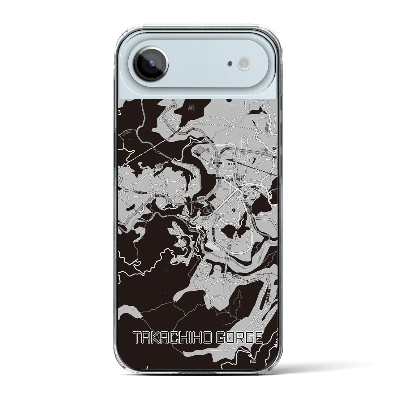【高千穂峡(宮崎県)】地図柄iPhoneケース(クリアタイプ)モノトーン・iPhone 17 Pro Max 用
