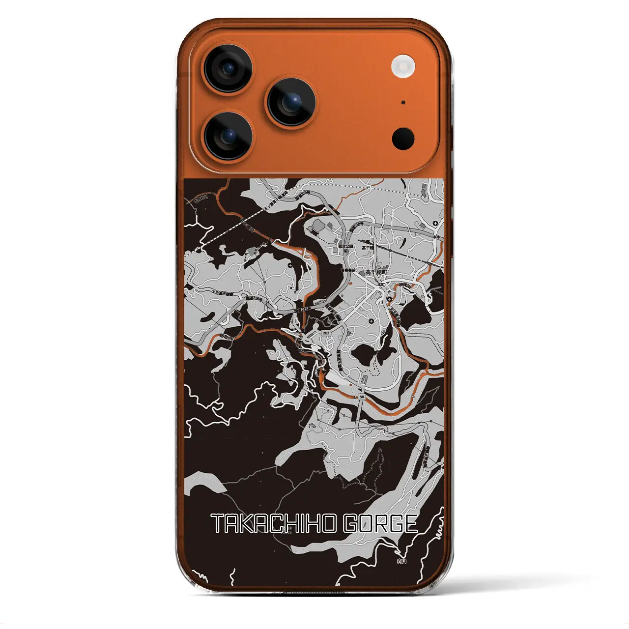 【高千穂峡(宮崎県)】地図柄iPhoneケース(クリアタイプ)