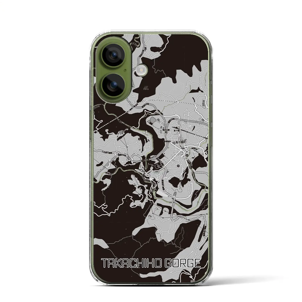 【高千穂峡(宮崎県)】地図柄iPhoneケース(クリアタイプ)