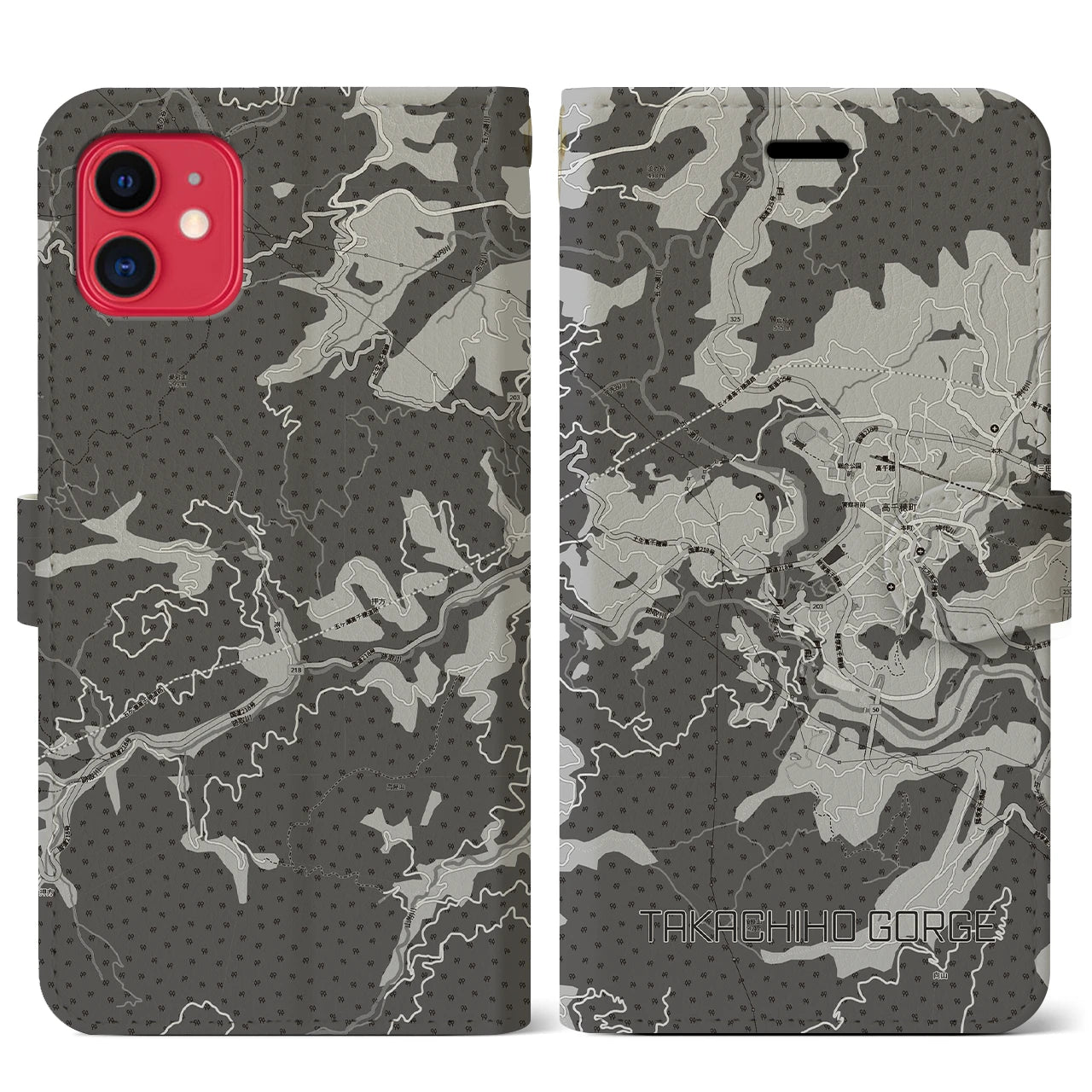 【高千穂峡(宮崎県)】地図柄iPhoneケース(手帳タイプ)