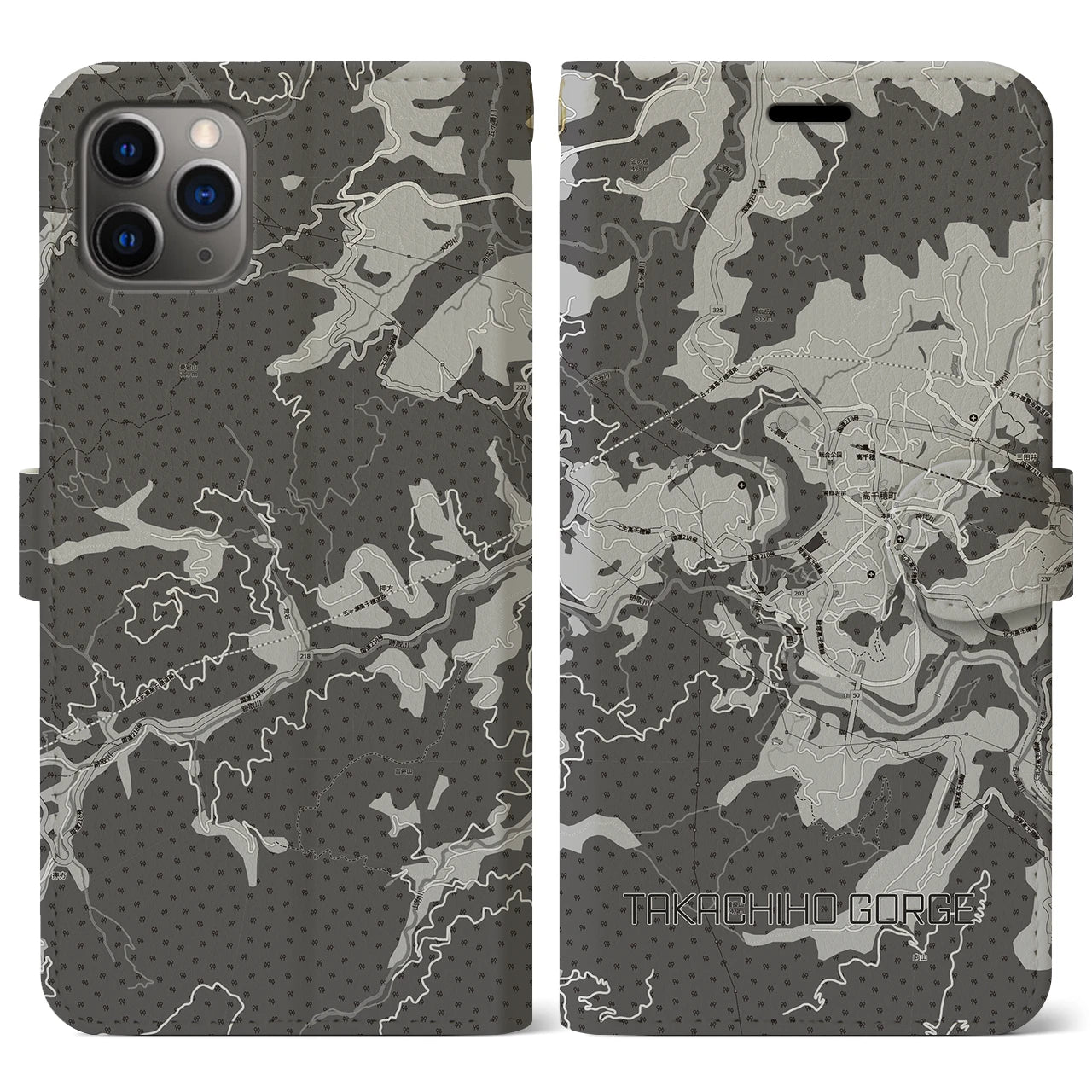 【高千穂峡(宮崎県)】地図柄iPhoneケース(手帳タイプ)