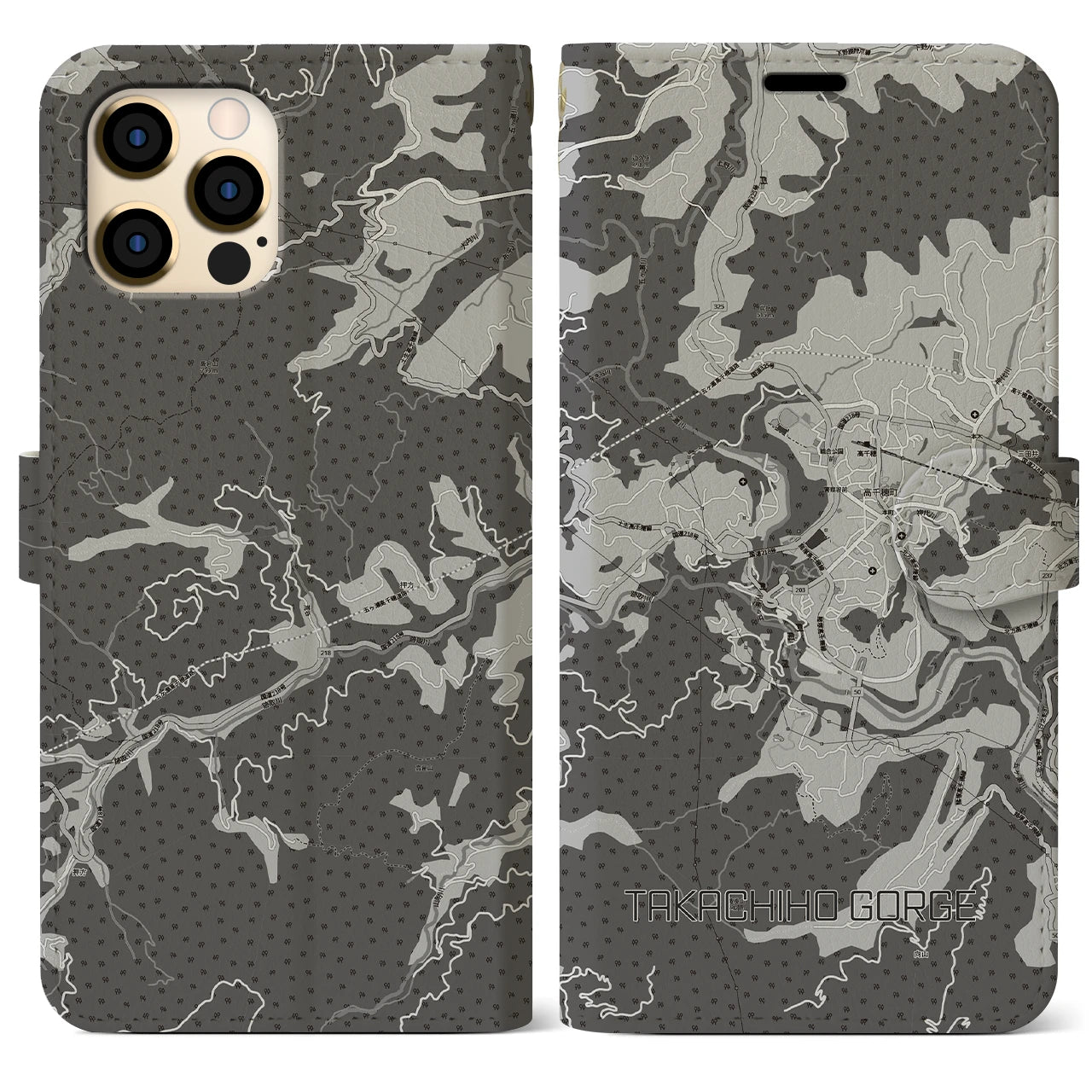 【高千穂峡(宮崎県)】地図柄iPhoneケース(手帳タイプ)