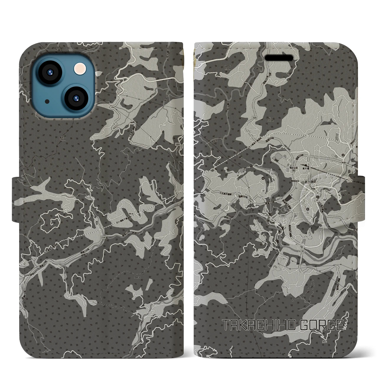 【高千穂峡(宮崎県)】地図柄iPhoneケース(手帳タイプ)