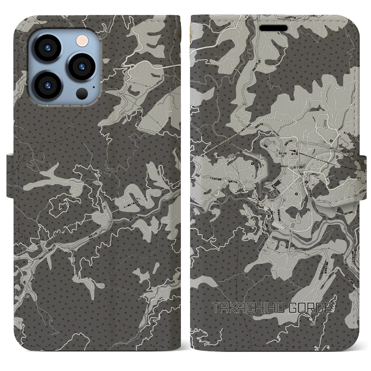 【高千穂峡(宮崎県)】地図柄iPhoneケース(手帳タイプ)