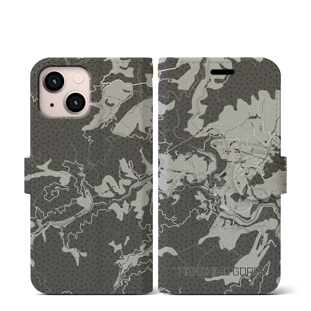 【高千穂峡(宮崎県)】地図柄iPhoneケース(手帳タイプ)