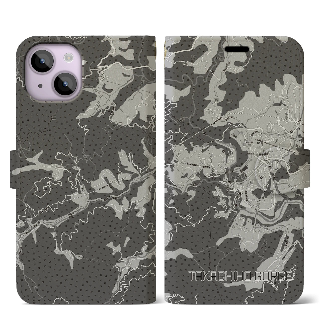 【高千穂峡(宮崎県)】地図柄iPhoneケース(手帳タイプ)