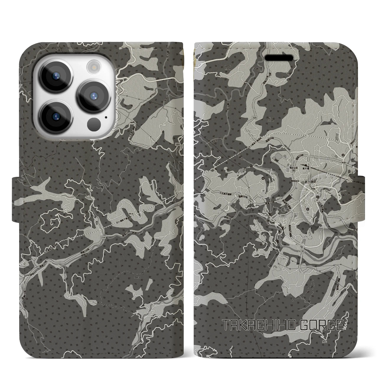 【高千穂峡(宮崎県)】地図柄iPhoneケース(手帳タイプ)