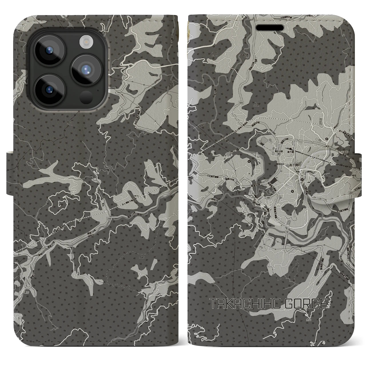 【高千穂峡(宮崎県)】地図柄iPhoneケース(手帳タイプ)