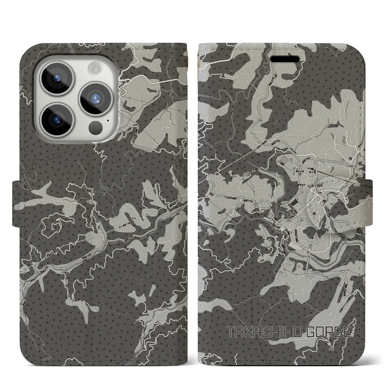 【高千穂峡(宮崎県)】地図柄iPhoneケース(手帳タイプ)