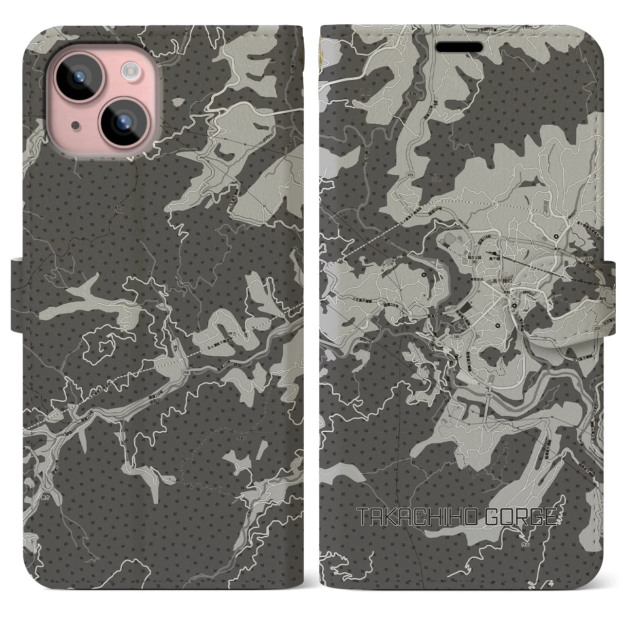 【高千穂峡(宮崎県)】地図柄iPhoneケース(手帳タイプ)