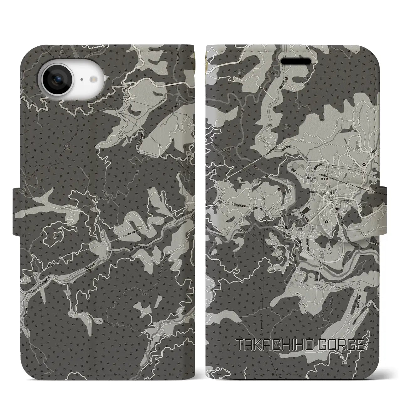 【高千穂峡(宮崎県)】地図柄iPhoneケース(手帳タイプ)